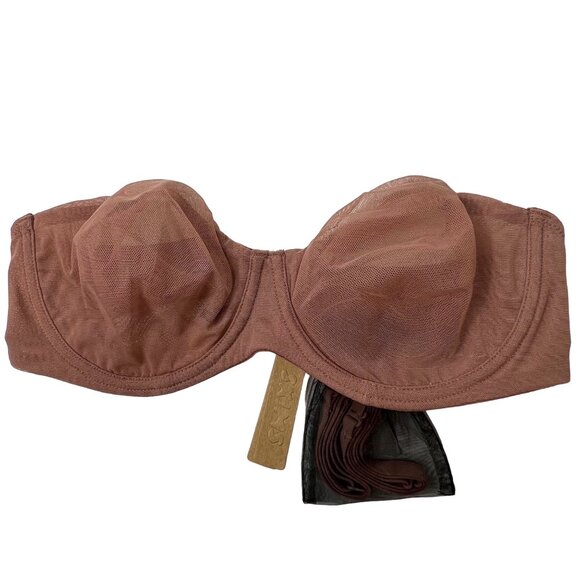 SKIMS Ultra Fine Mesh Strapless Bra Underwire Convertible 32D Rose Clay - Picture 2 of 11